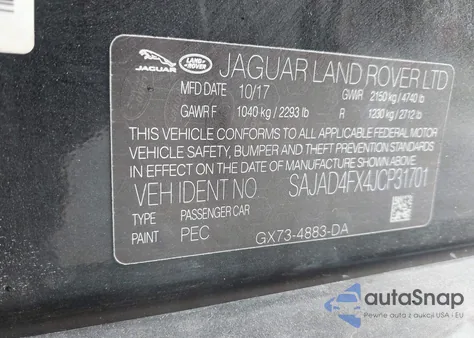 2018 Jaguar Xe 25T Premium from USA, damaged, VIN SAJAD4FX4JCP31701